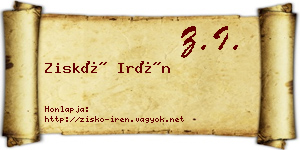 Ziskó Irén névjegykártya